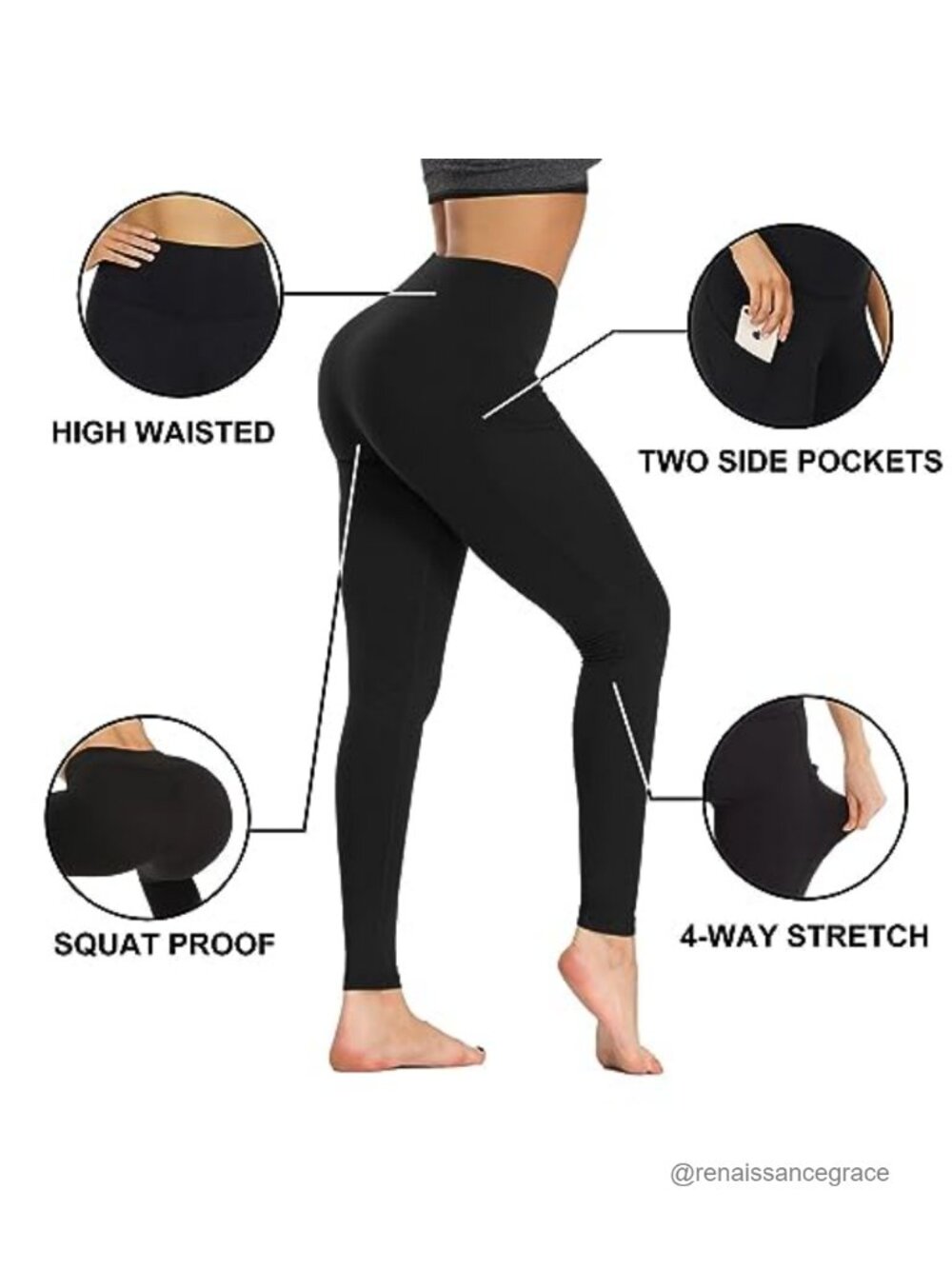 High Waist Yoga Leggings with Pockets Compression Workout Pants